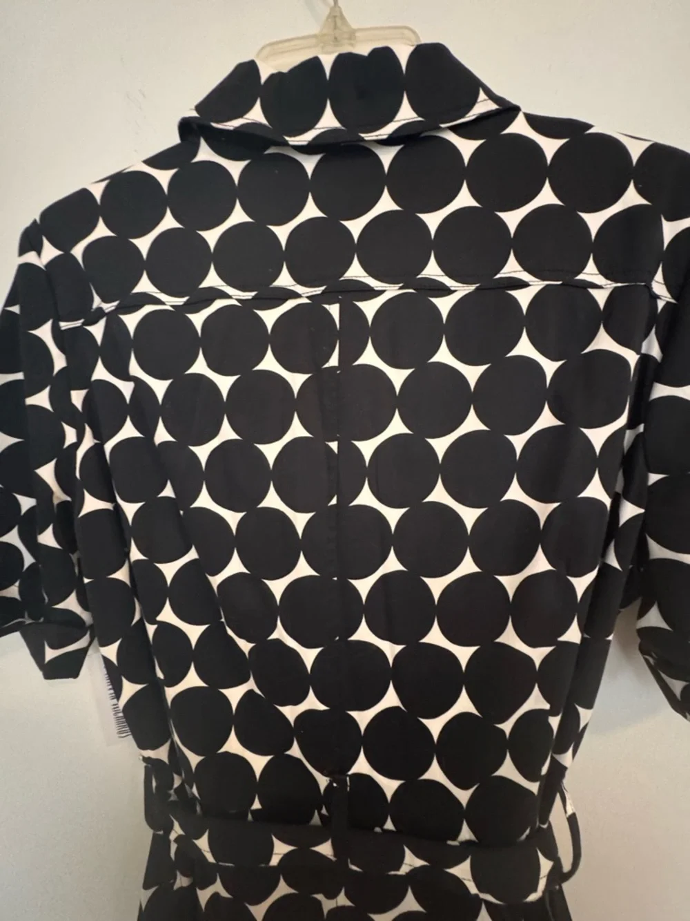 Marvin Richards Black and White Polka Dot Midi Shirt Dress - Picture 10 of 13
